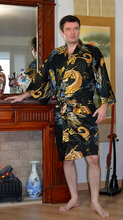 мужской японский халат-кимоно АОЯМА