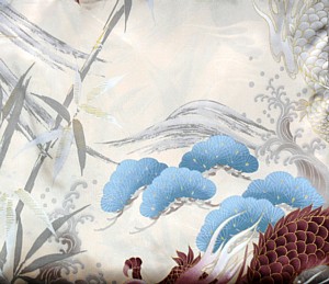 деталь рисунка ткани мужского японского шелкового кимоно Тайра