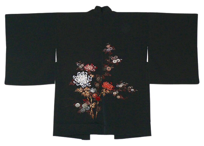 японский женский  шелковый жакет- хаори с авторским рисунком, 1950-е гг.