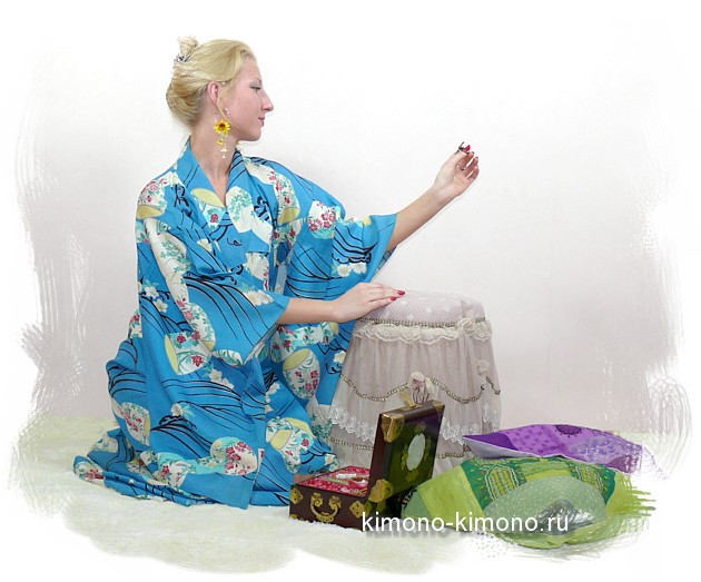 японское традиционное шелковое летнее кимоно, 1950-е гг.