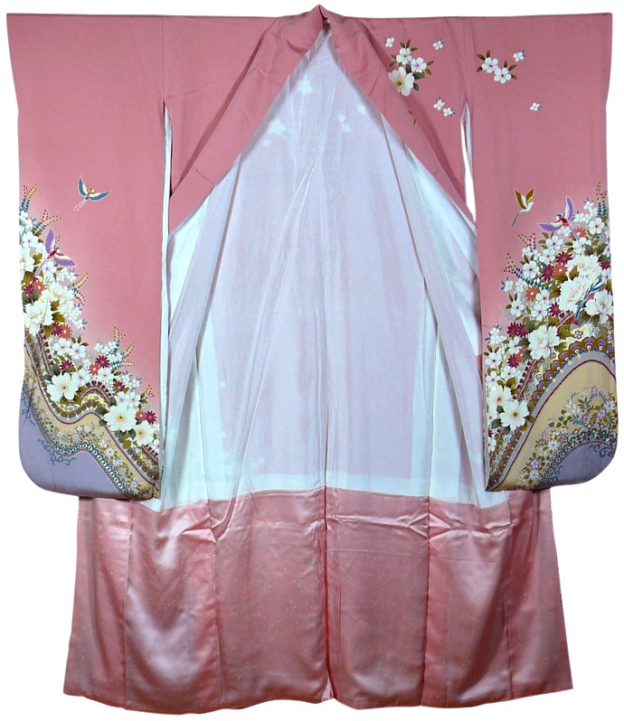 японское шелковое кимоно с авторской росписью