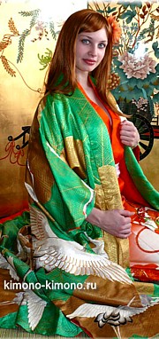 японское кимоно с вышивкой, винтаж, 1970-е гг.